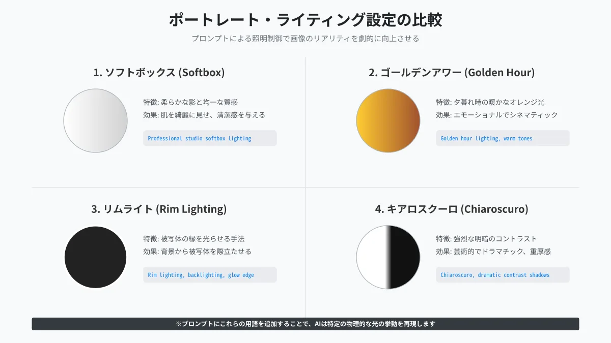 プロ品質のポートレートを生み出すスタジオライティング(キーライト・フィルライト・バックライト)配置図