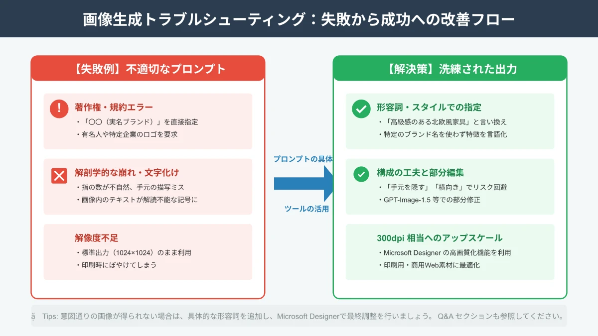 プロンプト成功例と失敗例の比較と改善アプローチ